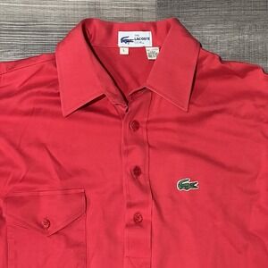 Vintage 80s  Lacoste Club Pique Polo Size Large Red Chest Pocket